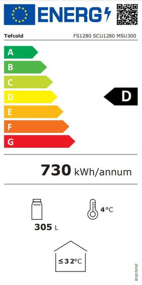 Tefcold display kjøleskap hvit 163 cm SCU1280 