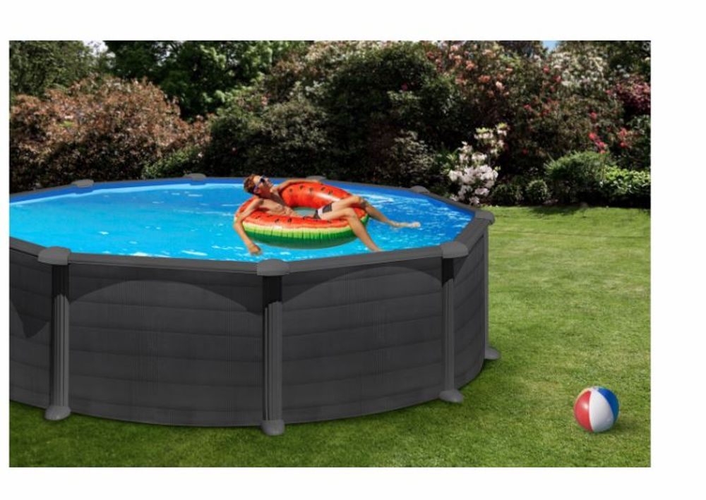 Swim & Fun basic basseng rundt Ø460 x 132 cm svart grafit KITPR458GF