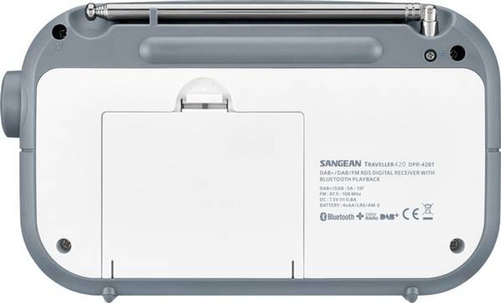 Sangean dab radio DPR42 BT hvit/grå med blåtann/Bluetooth 340041