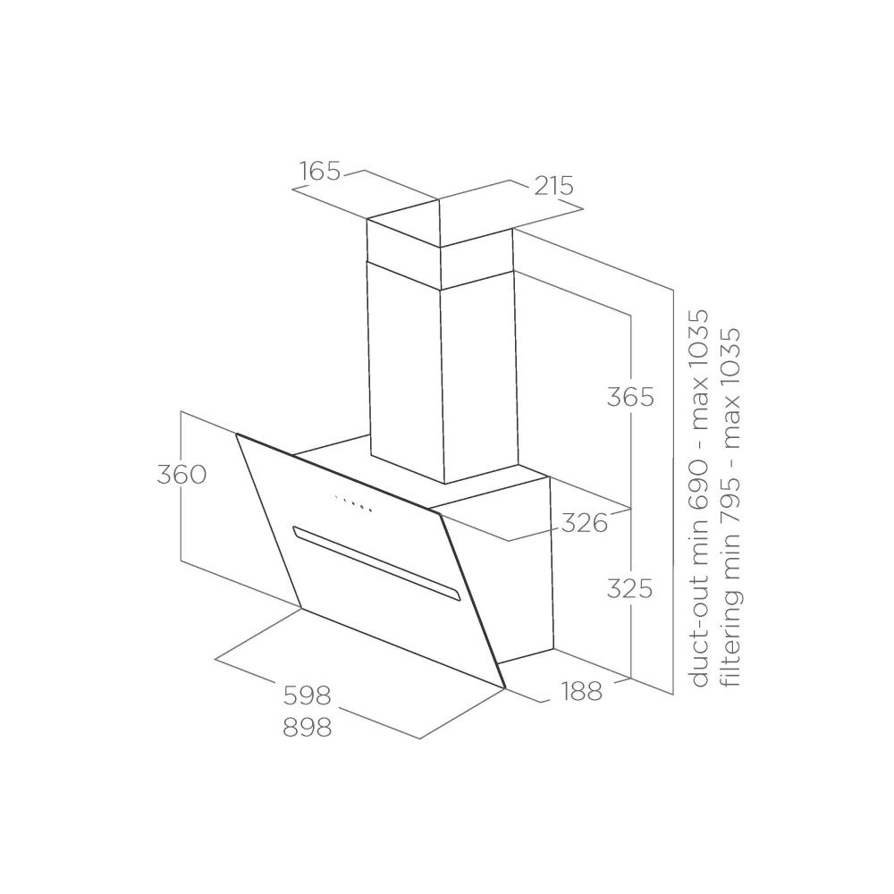 Eico skråstilt ventilator 90 cm Crystal hvit SHY-S WH/A/90 5855 