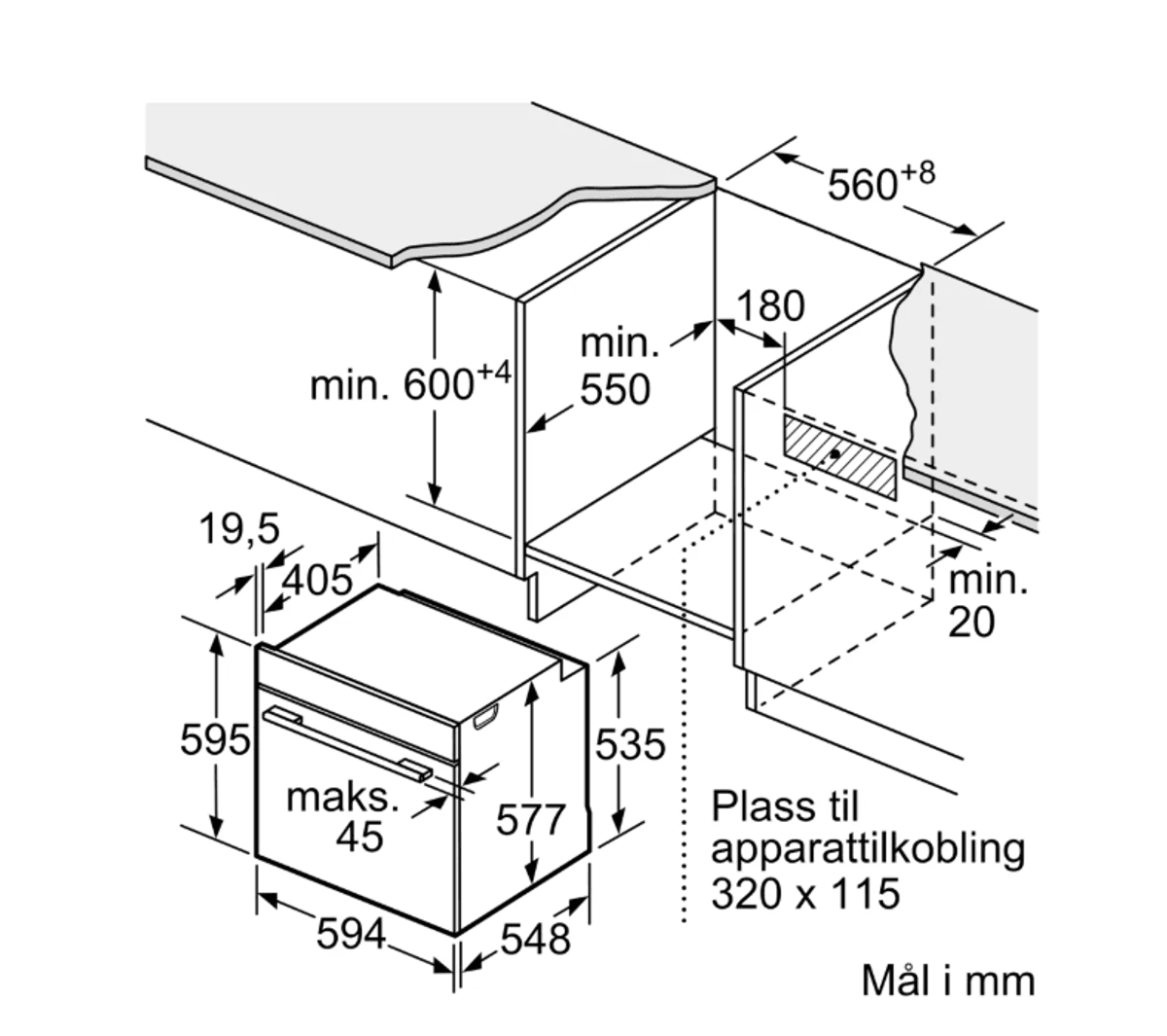 Bosch innbyggingsovn 60 x 60 serie 8 HBG7741B1 
