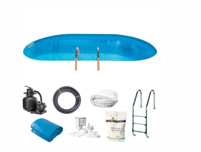 Hovedbilde Swim & Fun nedgravd basseng oval 700 x 320 x 150 cm ...