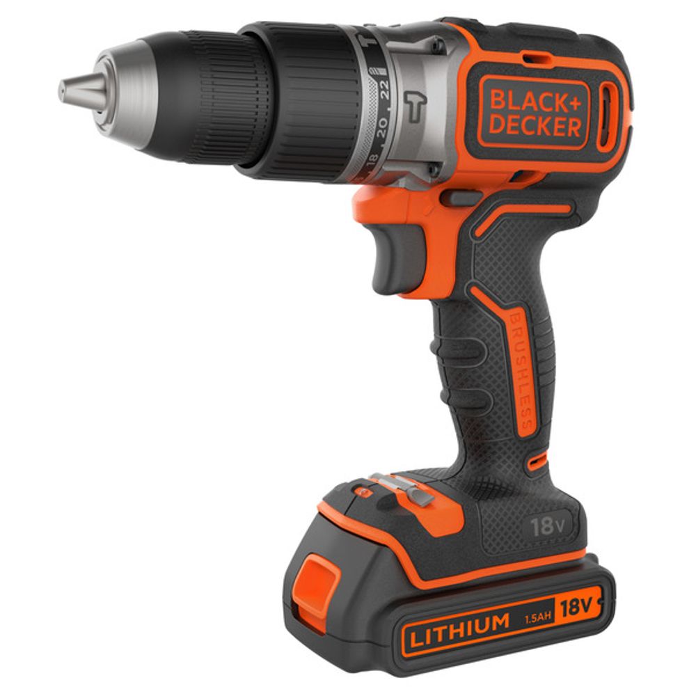 Black & Decker 18V Slagdrill  Li-ion Børsteløs 2 Gir /m utstyr BL188KB