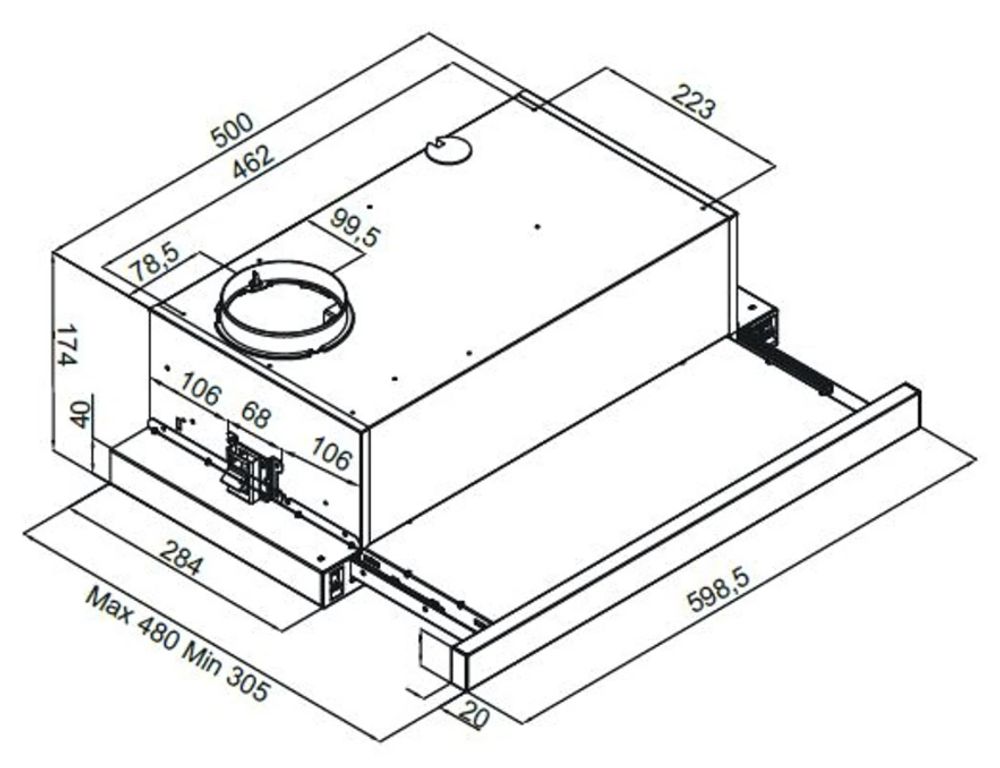 Silverline Uttrekksventilator Hvit SL 1152 V4 Venstre