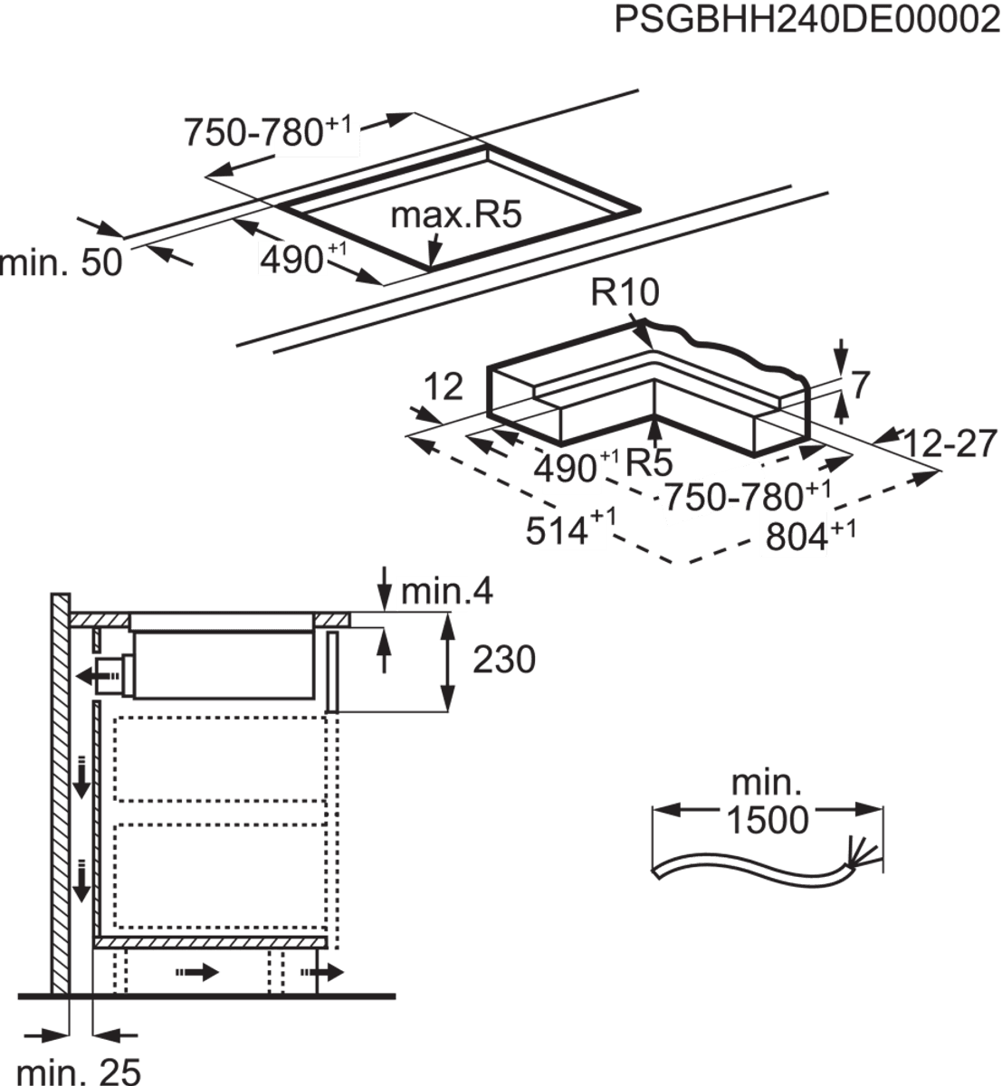 AEG Induksjonstopp med integrert ventilator 80 cm TH84CB03CB 949598202