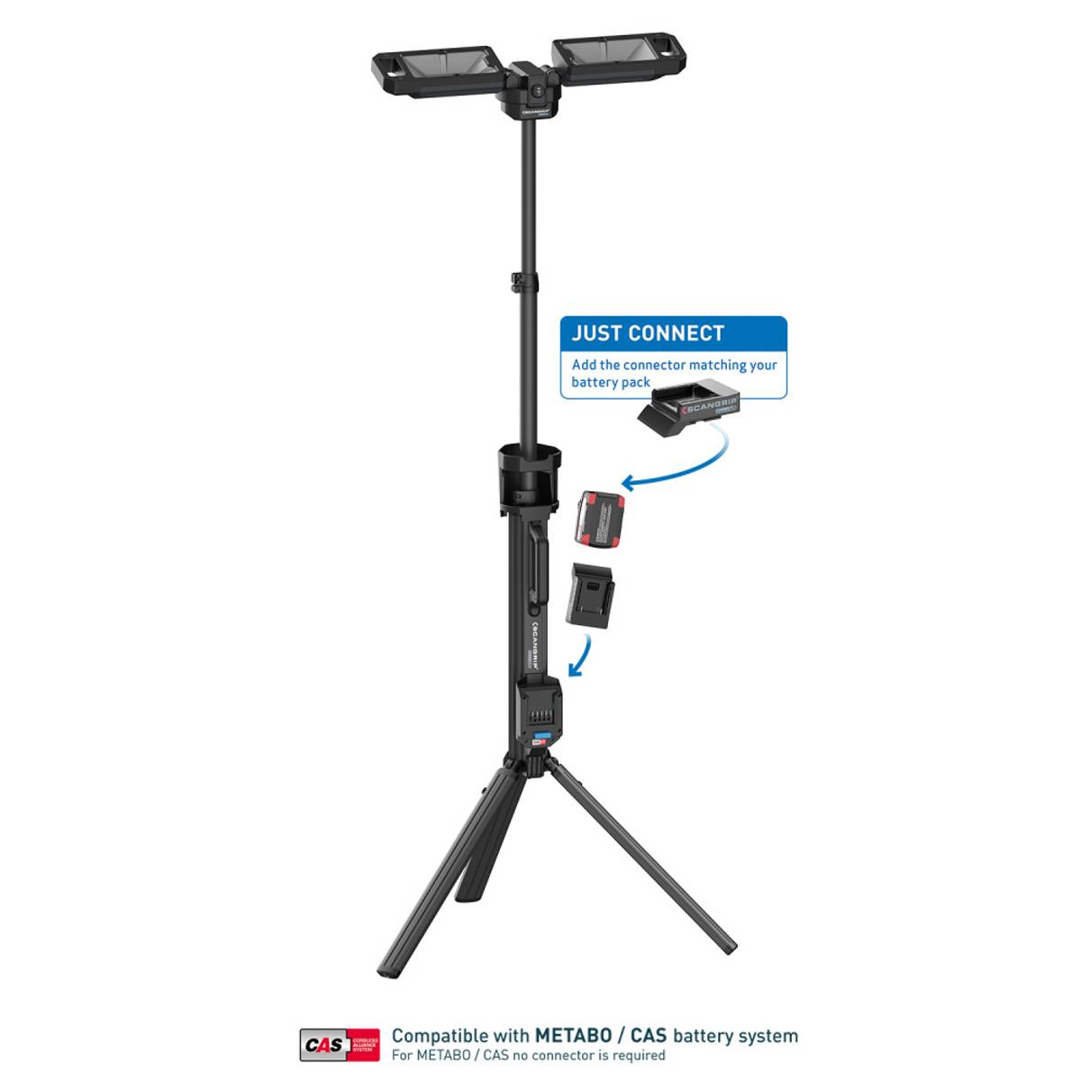 Scangrip 5000 lumen flomlys med integrert tripod for 18 V/20 V batterier 03.6105C