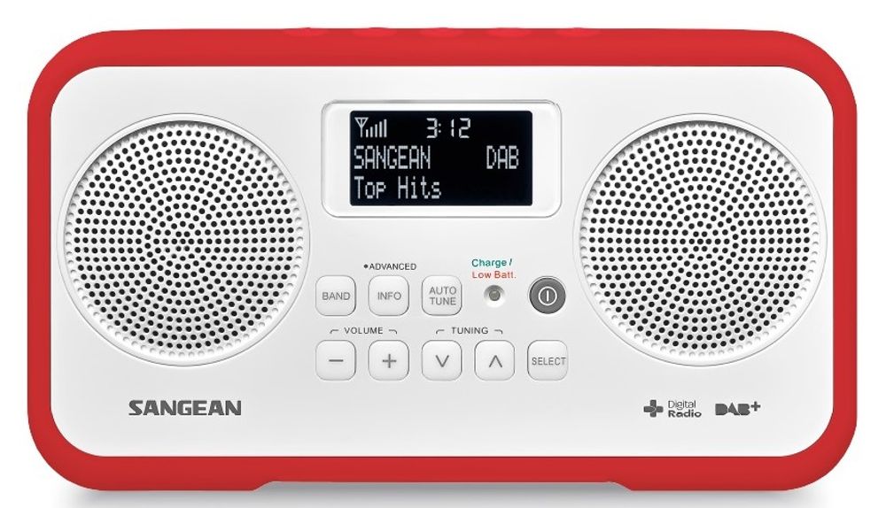Sangen DAB radio DPR77 stereo hvit og rød Traveller 760 340077R 