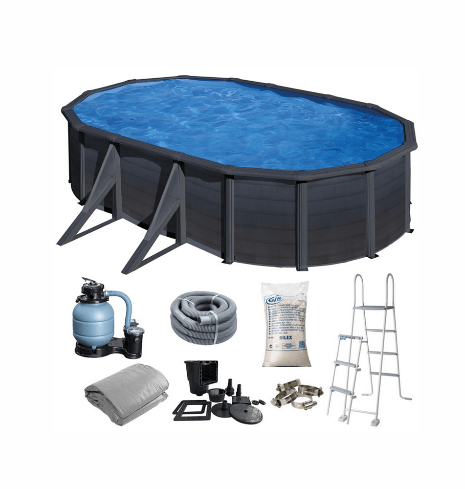 Swim & Fun ovalt basseng 500 x 300 x 120 cm sort KIT500GF