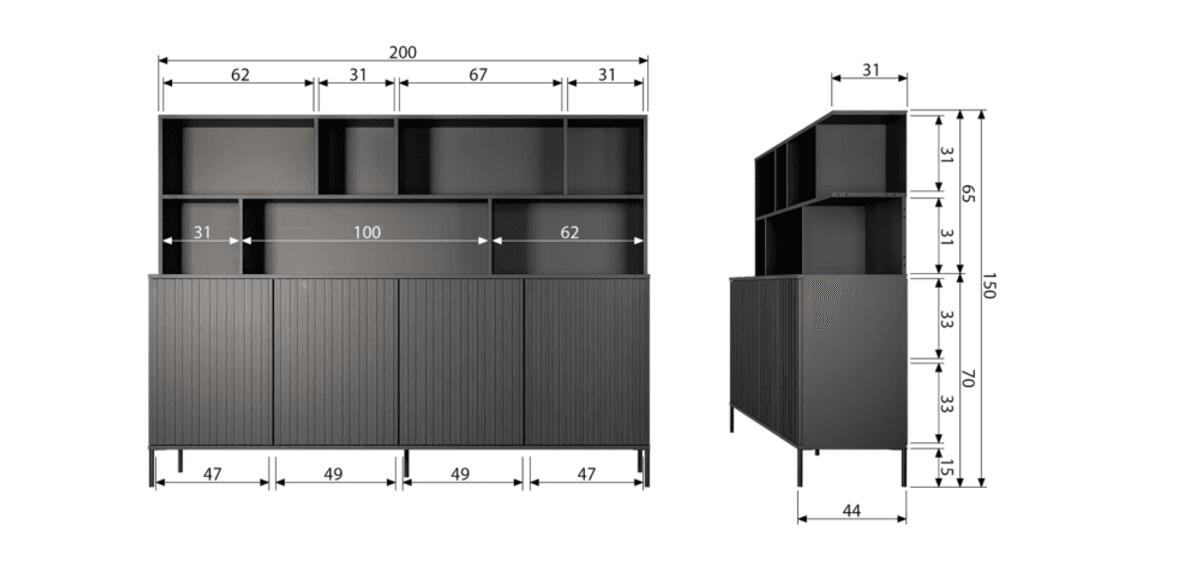 WOOOD hylledel til New Gravure sidebord espresso ask 373565-E