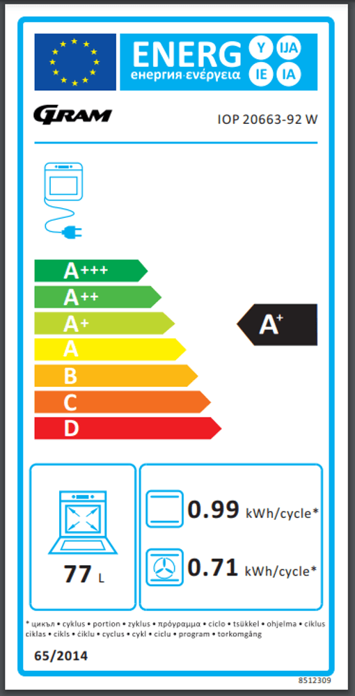 Gram pyrolyseovn i hvit IOP 20663-92 W 