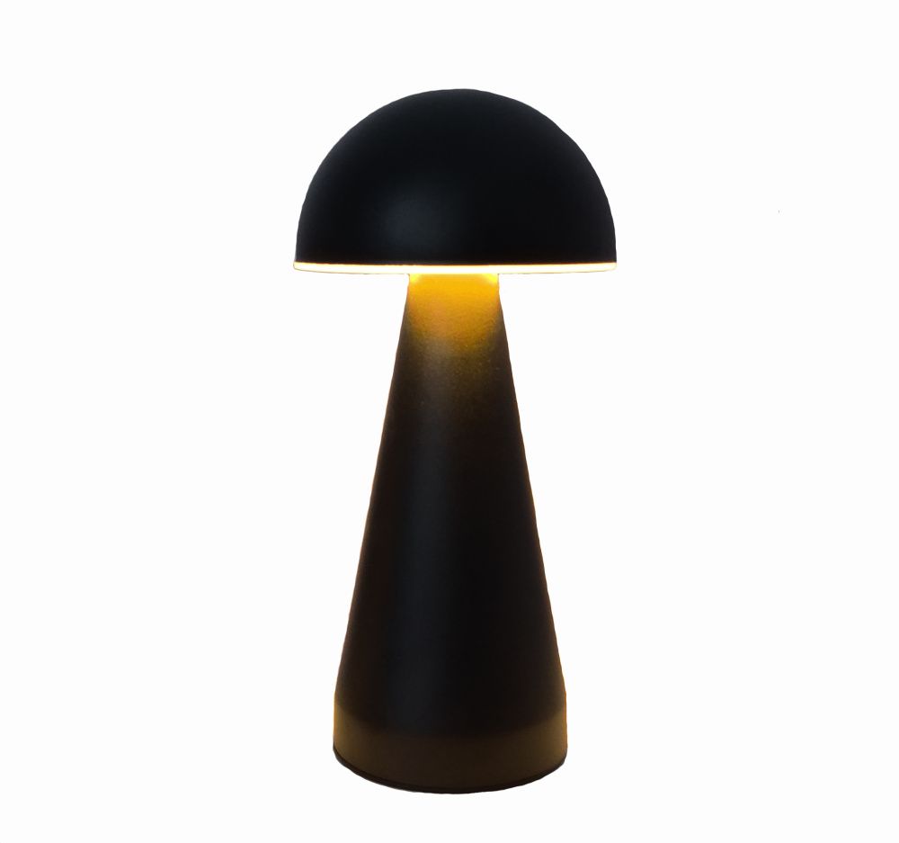 Homeline bordlampe​​​​​​​ svart LED oppladb soppform 420008 