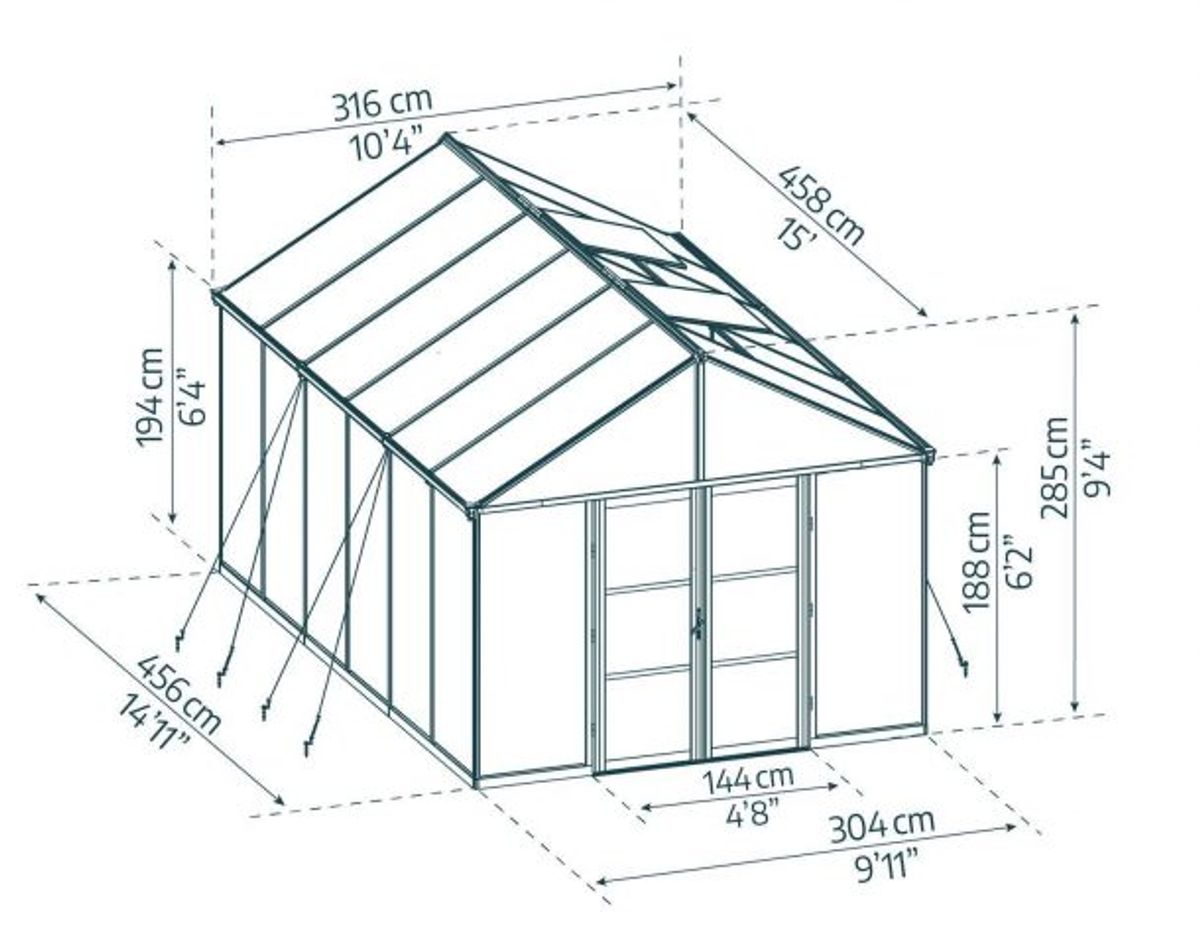 Canopia by Palram drivhus Aria 304 x 458 cm sort polykarbonat 707660