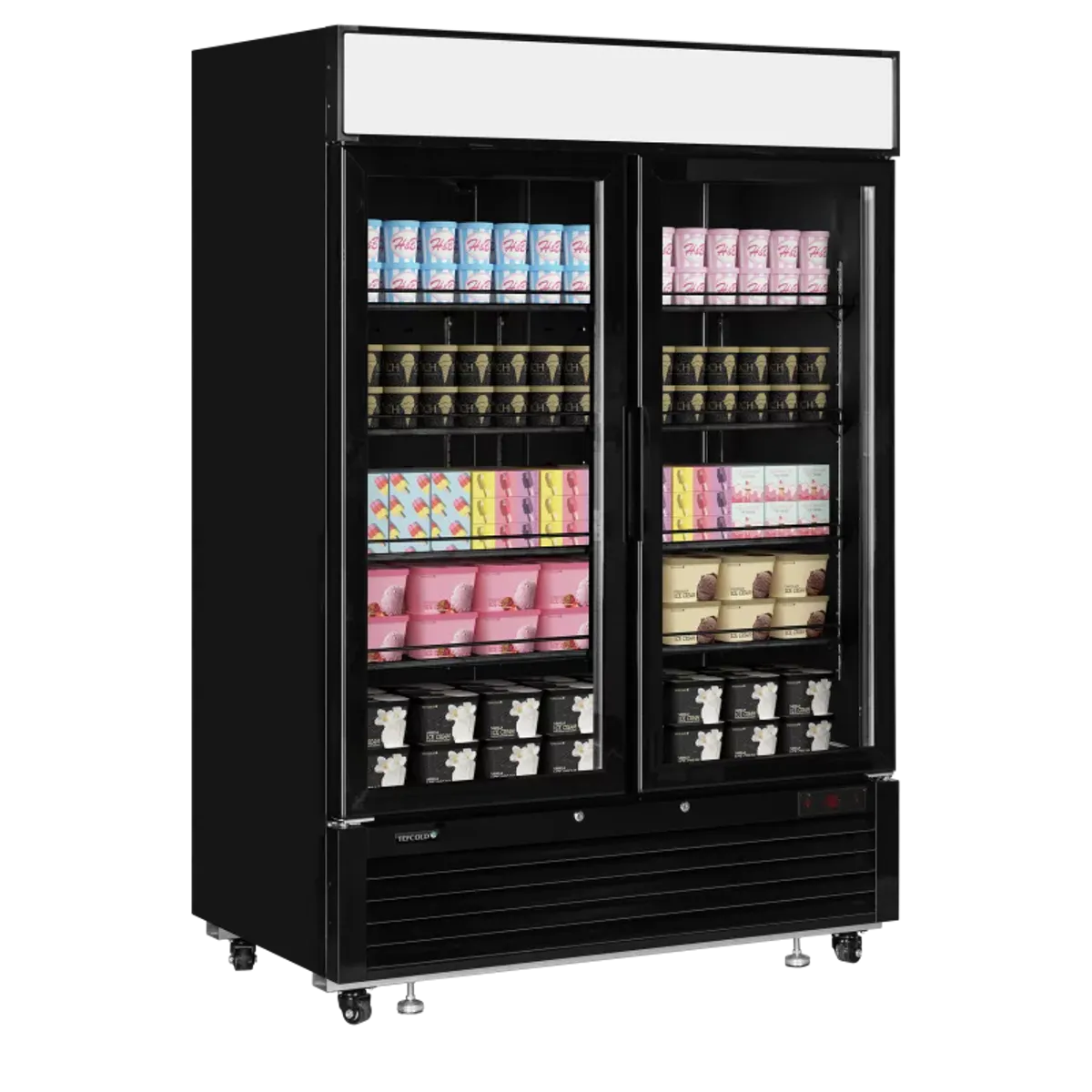 Tefcold displayfryseskap 2 dører sort 218cm LGF5000B