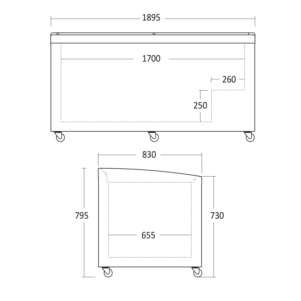 Scandomestic displayfryseboks grå 430 L SIF600ADGC