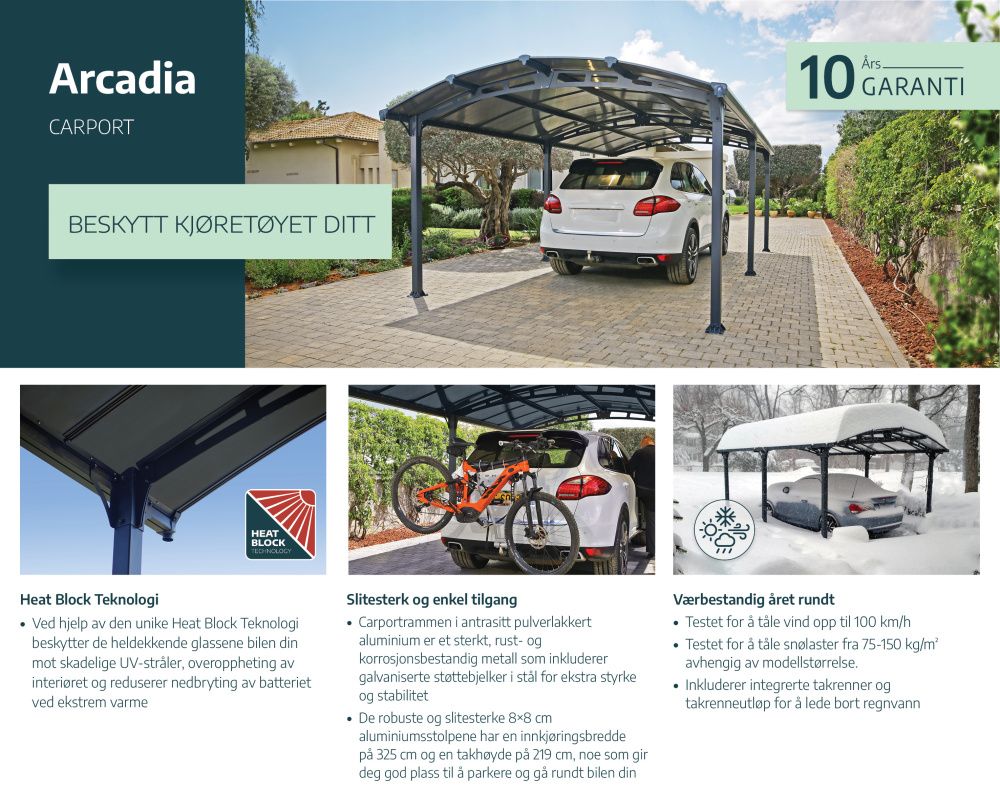 Canopia by Palram Carport Arcadia 649 x 359 cm Grå