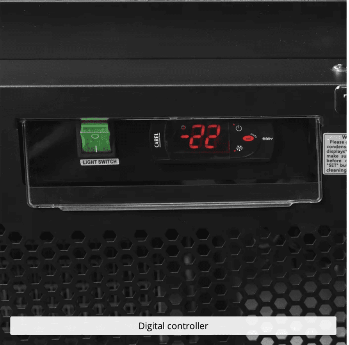 Tefcold displayfryseskap sort 200 cm Atom Maxi F2DBB