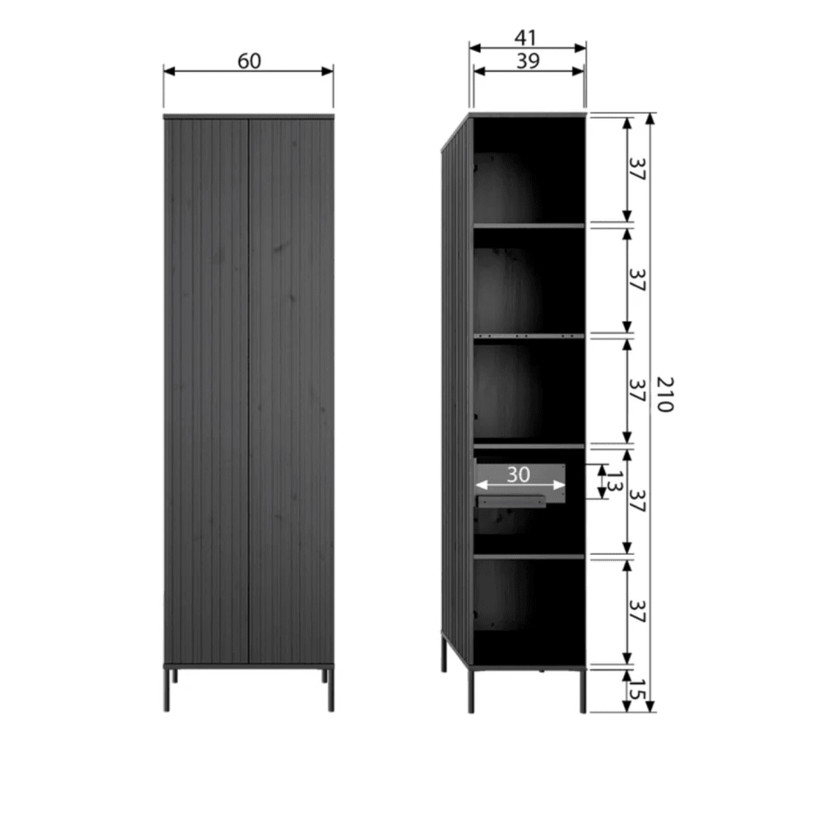 WOOOD Gravure New høyskap 210 cm natural dust furu 373474-D