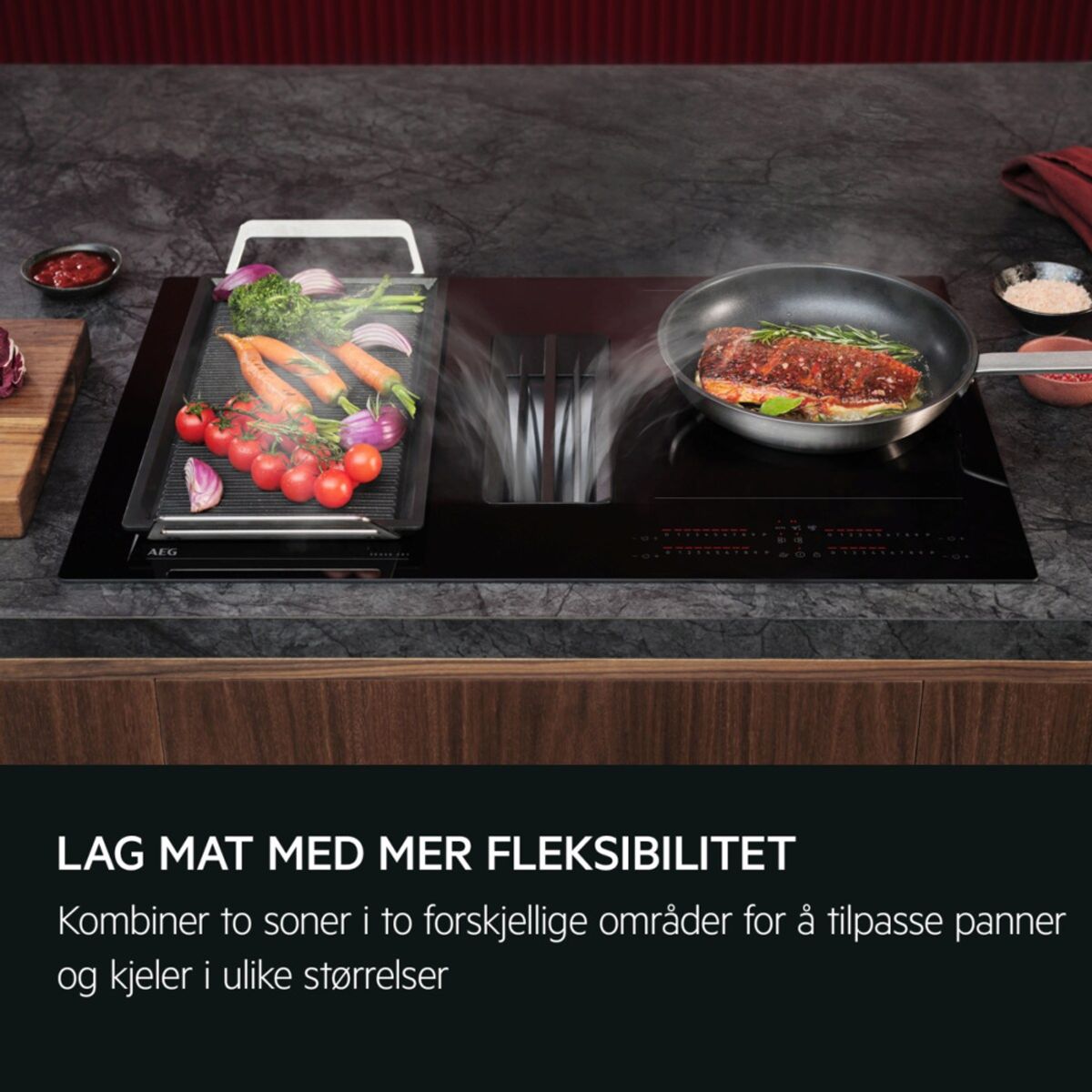 AEG Induksjonstopp med integrert ventilator 80 cm TH84CC23CZ 949598326