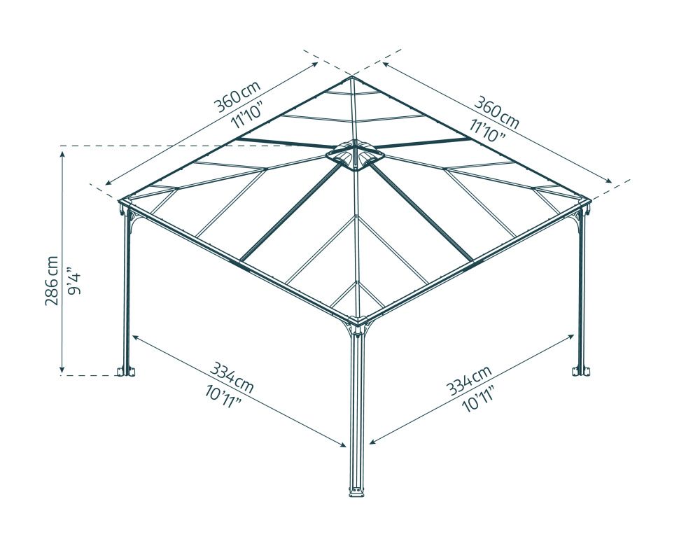 Canopia by Palram Palermo paviljong 360 x 360 cm Grå - inkl gardiner og netting