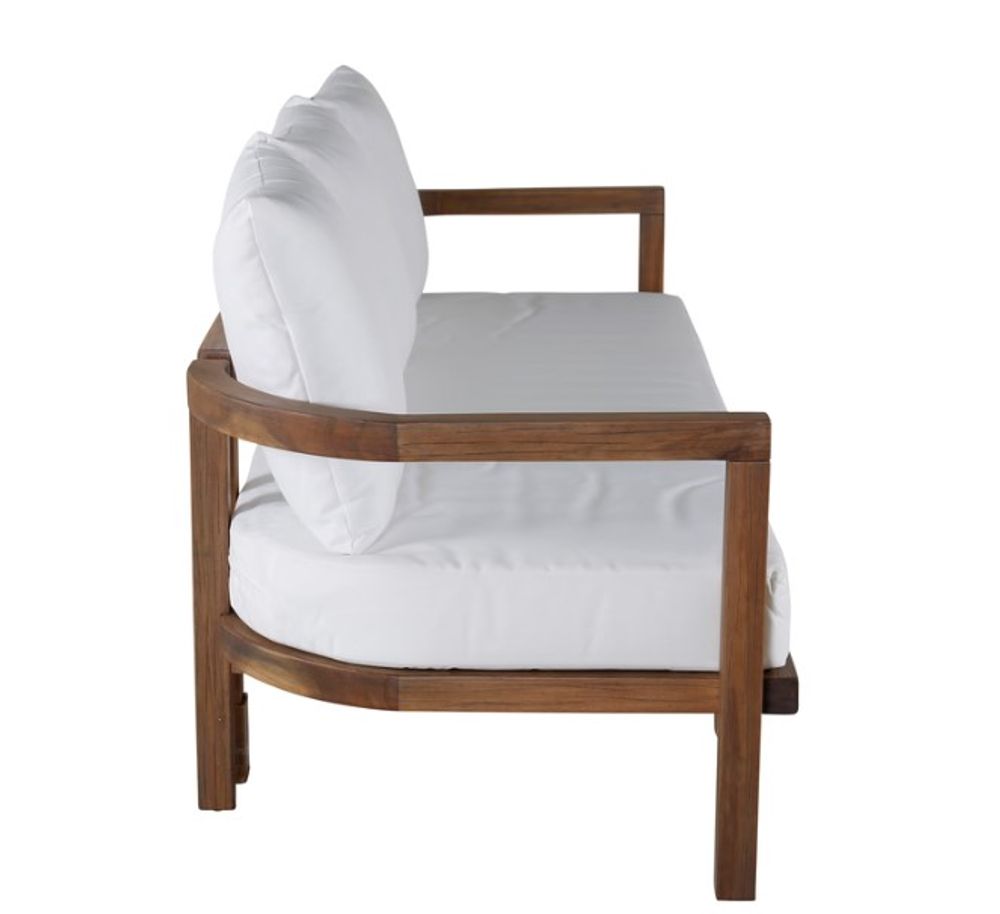 Amdal Sofa, Hvit/stål/børstet akasie, Hagemøbler