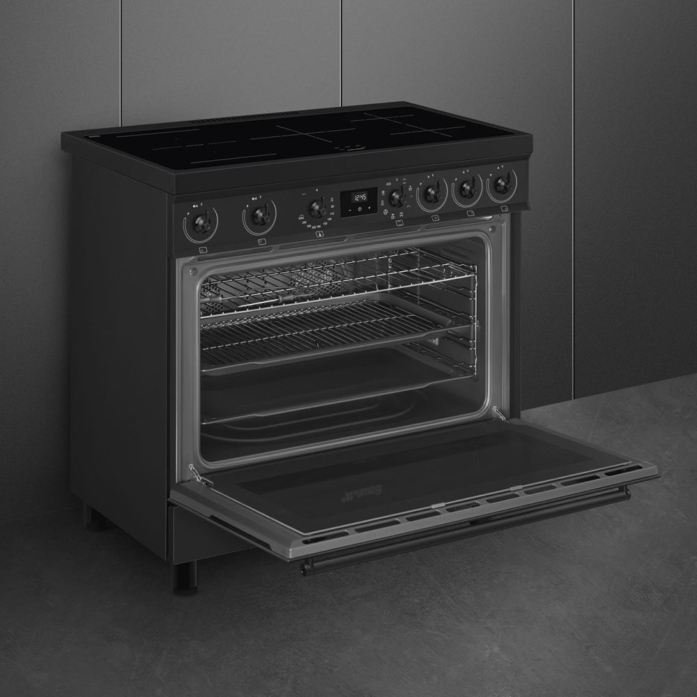 Smeg komfyr Klassisk med induksjon 90 cm matt sort C9IMN2