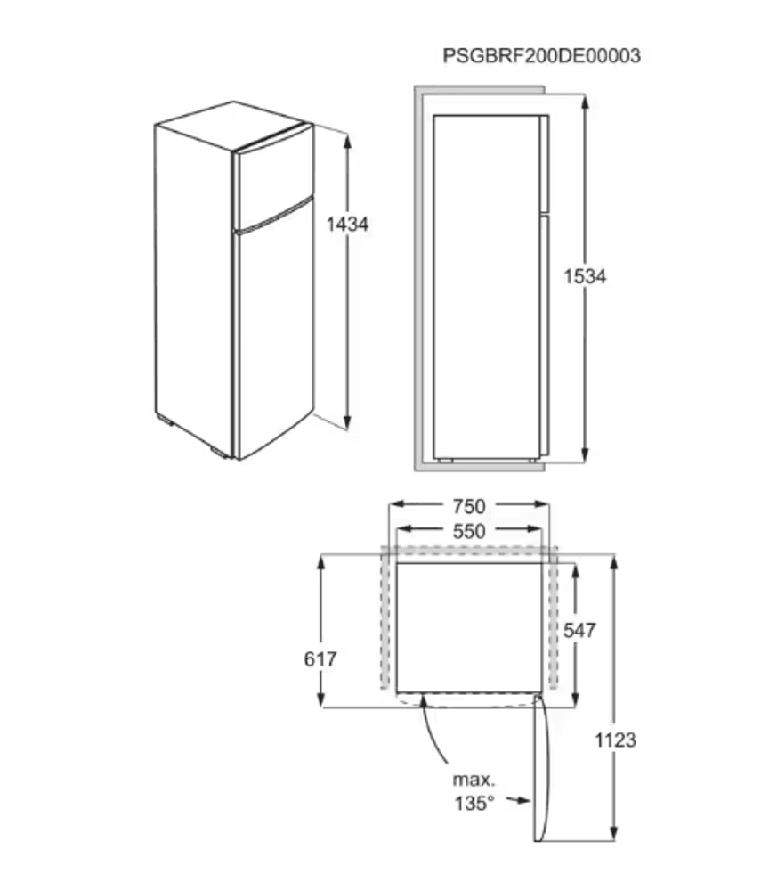 Electrolux kombiskap static hvit 143.4 cm LTB1AE24W0  