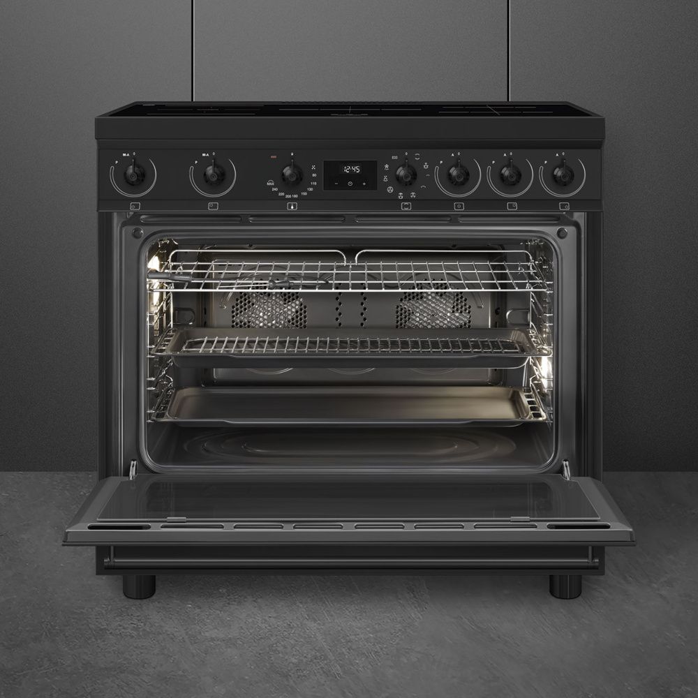Smeg komfyr Klassisk med induksjon 90 cm matt sort C9IMN2