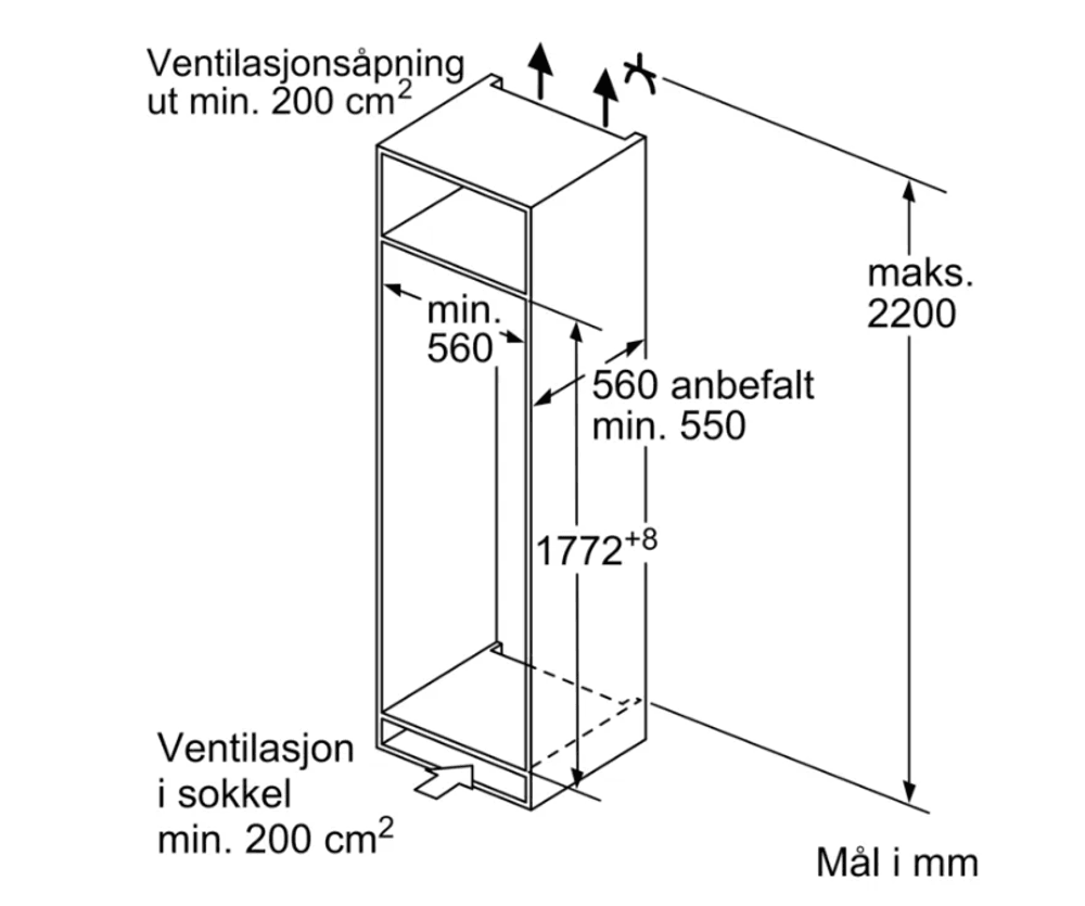 Siemens iQ500 Integrert kjøleskap KI81RADD0 177.2 cm
